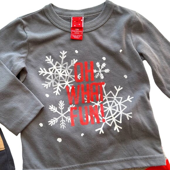 3 Pairs Baby Boy 2-Piece Holiday Fleece Pajama Sets 12M Moose Reindeer Snowflake - Picture 10 of 12